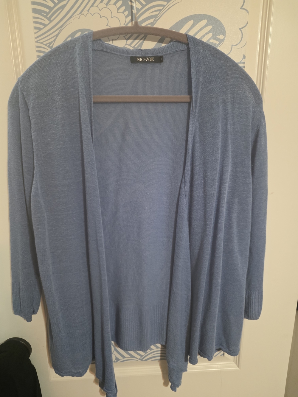 NIC+ZOE Open-Front Cardigan in Dusty Blue